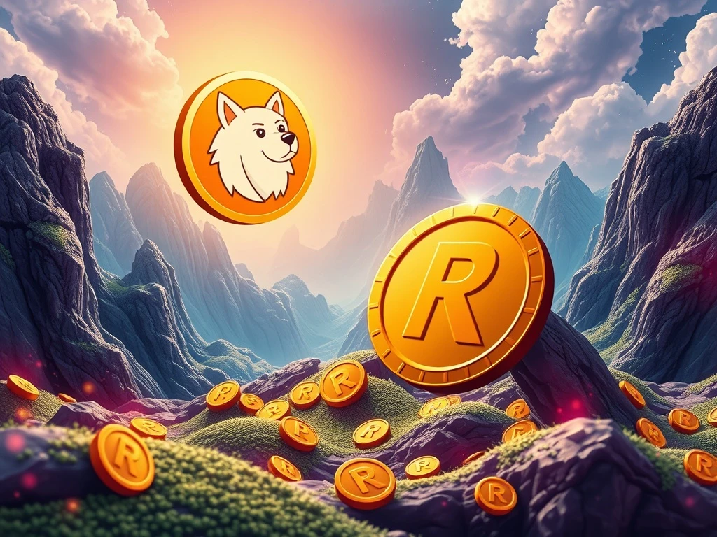 A visual representation of Dogecoin's surge alongside the impressive Remittix presale gains, highlighting the dynamic shifts in altcoin market fortunes.