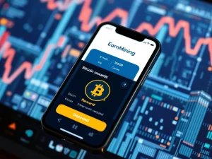 EarnMining mobile app for Bitcoin passive income on smartphone