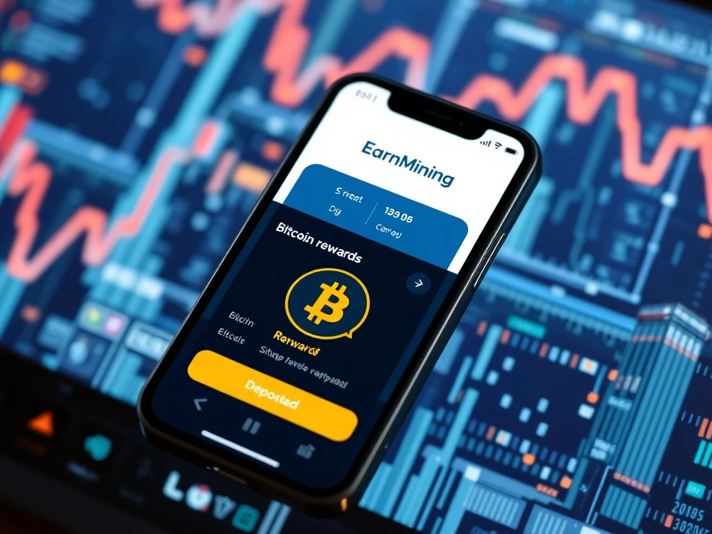 EarnMining mobile app for Bitcoin passive income on smartphone