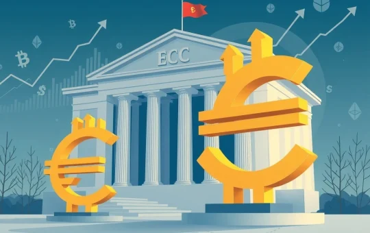 A visual representation of the ECB's strategic decision to hold key interest rates, impacting the Eurozone economy and potentially the crypto market.