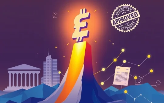 ENA price surge visualized with an upward arrow and digital assets, representing significant growth driven by new crypto regulation and institutional adoption.