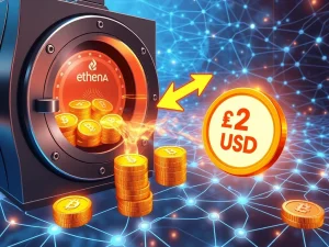 A visual representation of Ethena ENA tokens moving to exchanges, symbolizing a major crypto surge and significant stablecoin inflow.