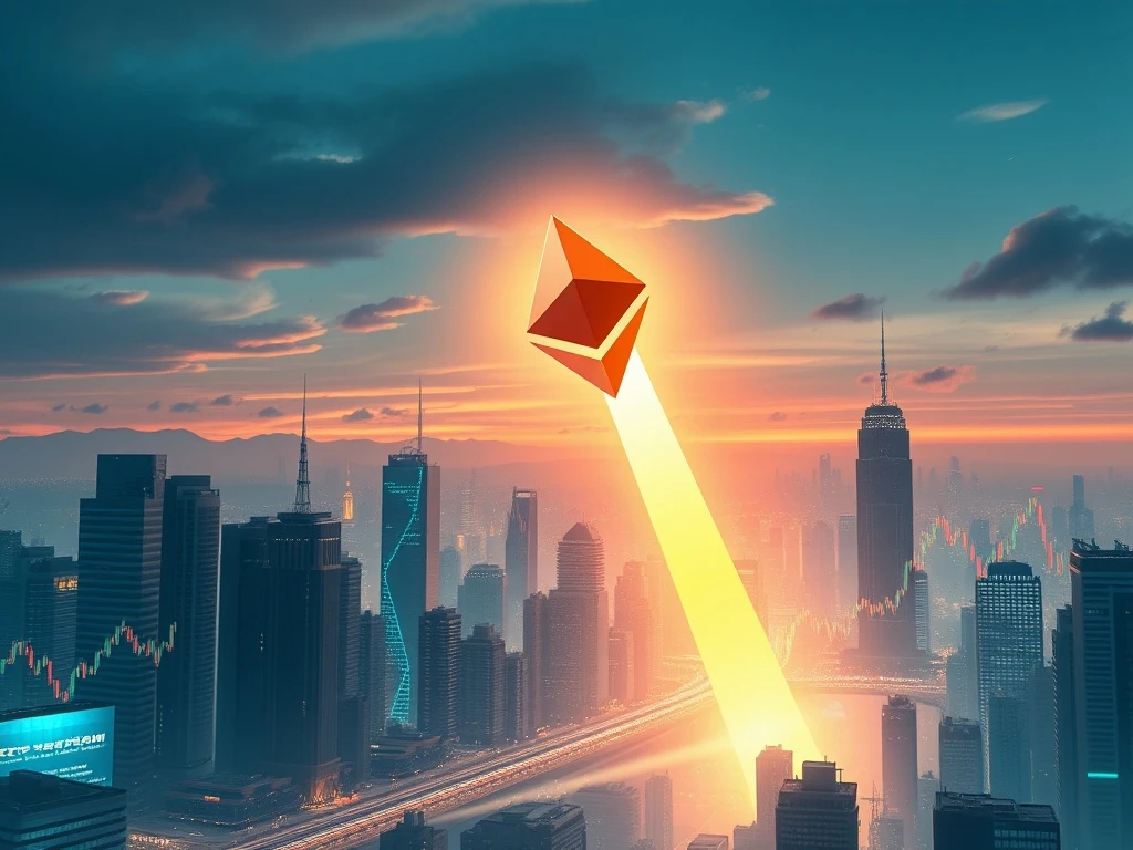 A vibrant graph showing Ethereum's price climbing towards $10,000, symbolizing its strong Ethereum price potential.
