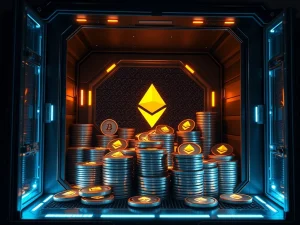A visual representation of BitMine Immersion's significant ETH staking, symbolizing the massive corporate Ethereum holdings and institutional investment in blockchain.