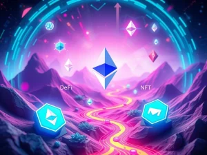 Ethereum DApp activity driven by DeFi and NFTs in a vibrant blockchain ecosystem