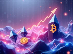 A bar chart illustrating Ethereum ETF inflows dramatically surpassing Bitcoin ETF inflows, symbolizing the shift in institutional crypto investment.