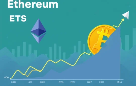 Charts and graphs depicting the rapid surge of Ethereum ETFs, highlighting their $4 billion inflows and growing market share against Bitcoin.