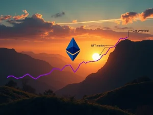 Chart illustrating Ethereum's record gas usage, showcasing its resilience amidst crypto downturn while the NFT market slumps.