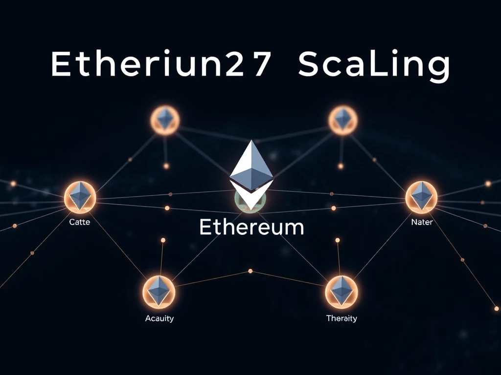 An illustration depicting the transformative impact of Ethereum L2 scaling, showing data flowing efficiently across interconnected layers, enhancing network capacity.