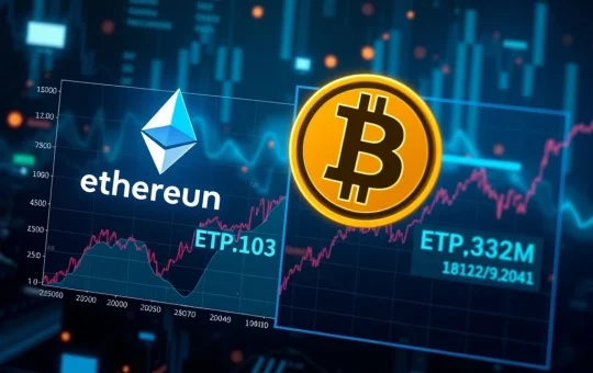 Ethereum and Bitcoin price charts with ETF inflows data highlighting crypto market trends