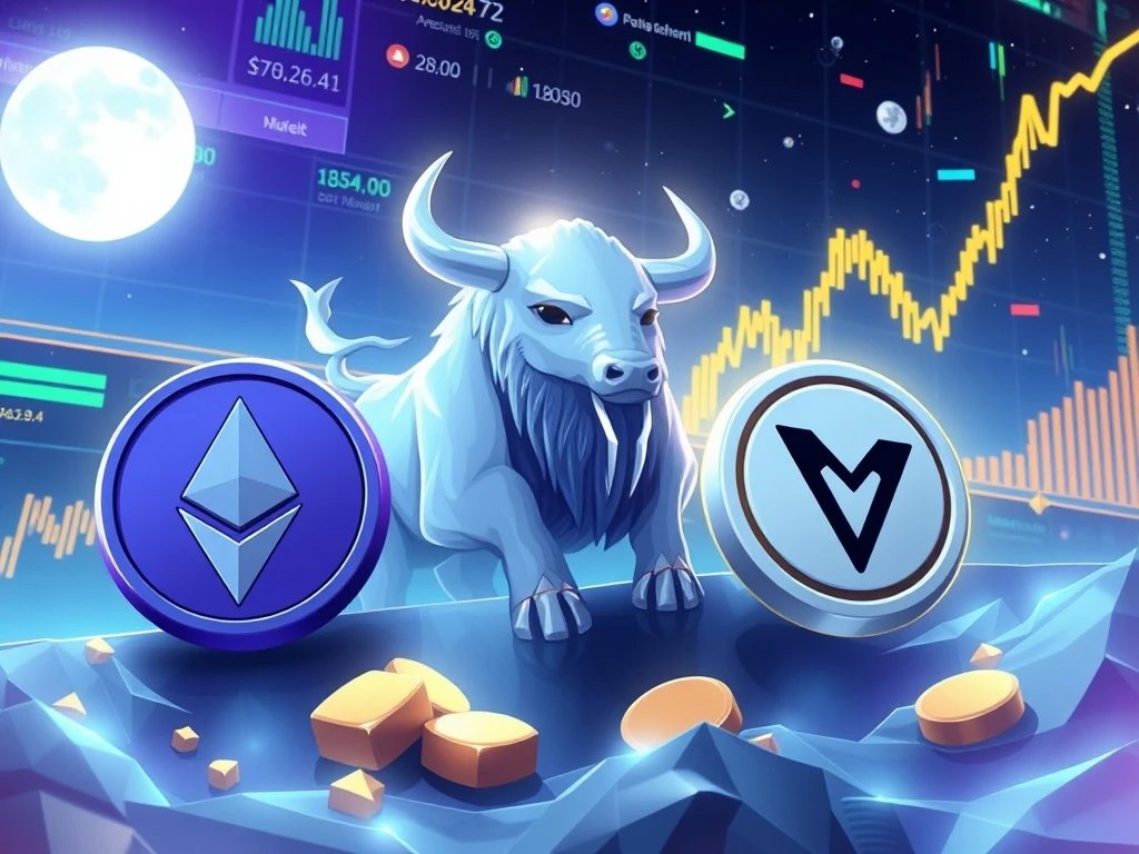 Ethereum news highlights MoonBull, FLOKI, and Neiro in a vibrant crypto market rally.