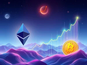 Ethereum News: A vibrant graphic depicting Ethereum and Bitcoin symbols alongside charts showing institutional investment trends and ETF inflows, reflecting Mike Novogratz's bullish crypto market predictions.