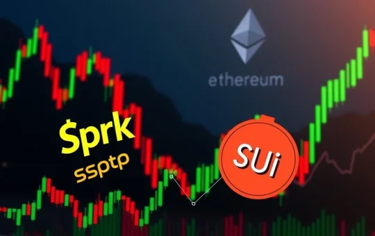 A visual representation of crypto market volatility, featuring the impact of Sui ETF speculation and token unlocks on the Ethereum and altcoin market dynamics.