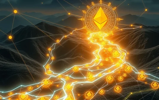 A visual representation of Ethereum PoS network activity, showing large ETH exit queues balanced by new staking inflows, reflecting market dynamics.