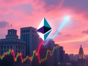A visual representation of Ethereum's price surge, showing a bullish flag pattern on a chart, symbolizing the potential for an ETH breakout towards $4000.