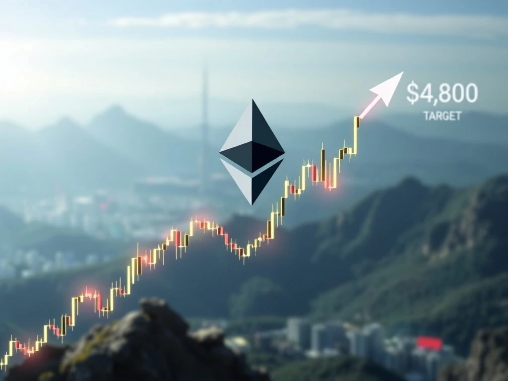 Chart showing Ethereum price surging towards $4000, driven by significant ETH ETF inflows and institutional accumulation, with a target of $6000.