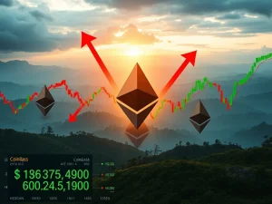 Visualizing Ethereum price volatility with charts, showcasing potential $979M crypto liquidations based on Coinglass data.