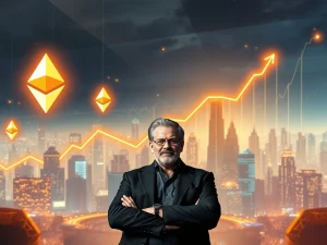 Visualizing the ambitious Ethereum Price Prediction by Arthur Hayes, showing ETH price charts soaring towards a $10,000 target.