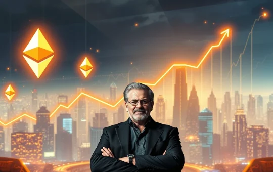 Visualizing the ambitious Ethereum Price Prediction by Arthur Hayes, showing ETH price charts soaring towards a $10,000 target.