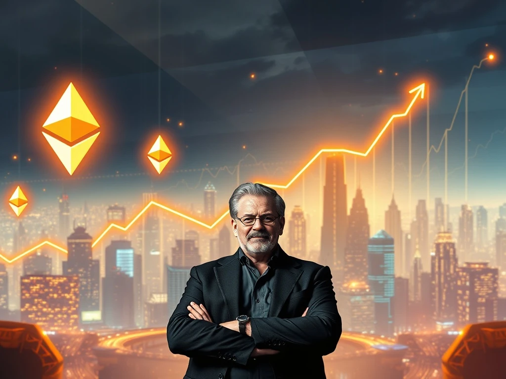 Visualizing the ambitious Ethereum Price Prediction by Arthur Hayes, showing ETH price charts soaring towards a $10,000 target.