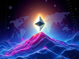 A visual representation of the Ethereum price soaring, showing an upward trend on a digital chart, symbolizing the strong performance of ETH in the crypto market.