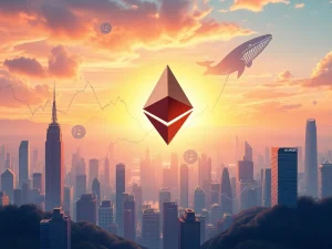 A vibrant visual depicting Ethereum's explosive price surge, highlighting the impact of ETH ETF inflows and whale accumulation on the crypto market.
