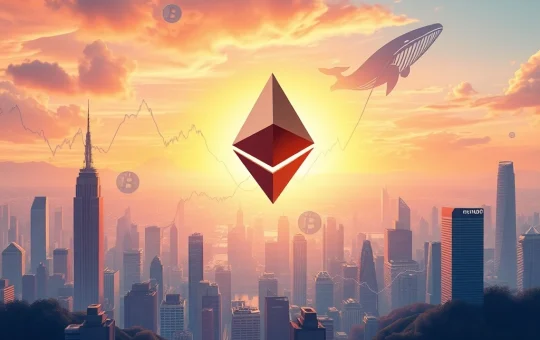 A vibrant visual depicting Ethereum's explosive price surge, highlighting the impact of ETH ETF inflows and whale accumulation on the crypto market.