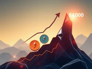A visual representation of the Ethereum price ascending towards a $4,000 target, influenced by a significant BNB surge and a broader Total3 crypto market rally.