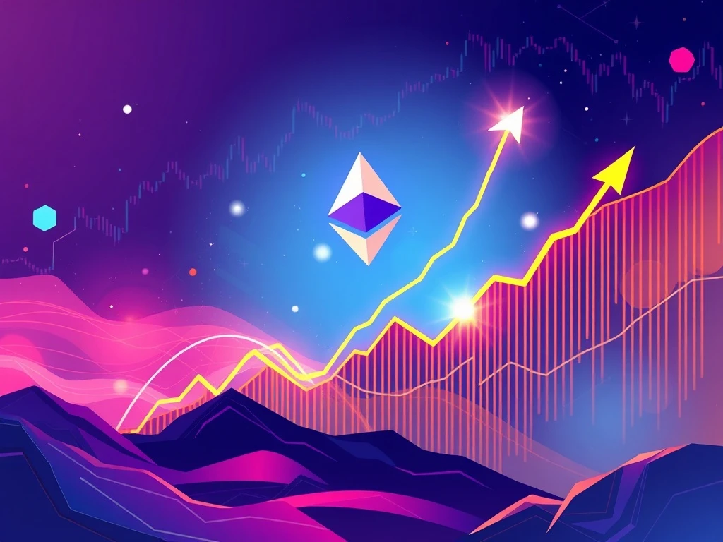 A visual representation of an Ethereum Rally driving SharpLink Gaming stock upwards, symbolizing a market rebound.