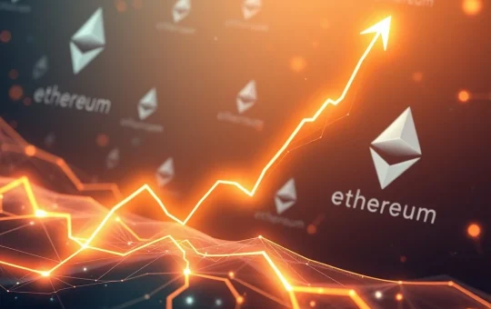 Ethereum price surge with institutional investment growth visualized on blockchain graph