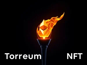 Ethereum Torch NFT symbolizes community and blockchain innovation with a glowing digital torch.