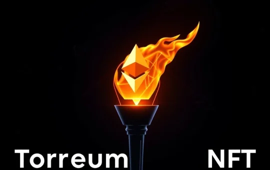 Ethereum Torch NFT symbolizes community and blockchain innovation with a glowing digital torch.