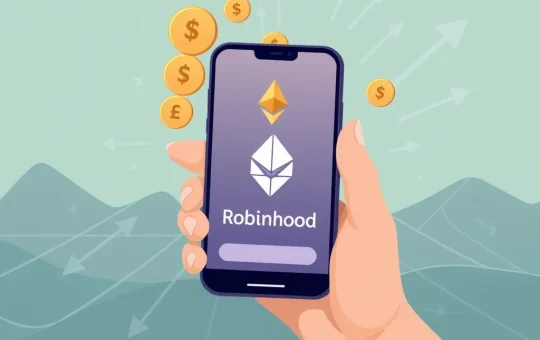 An illustration showing the rapid flow of funds from Ethereum unstaking into Robinhood crypto accounts, highlighting the shift towards new crypto yield opportunities.