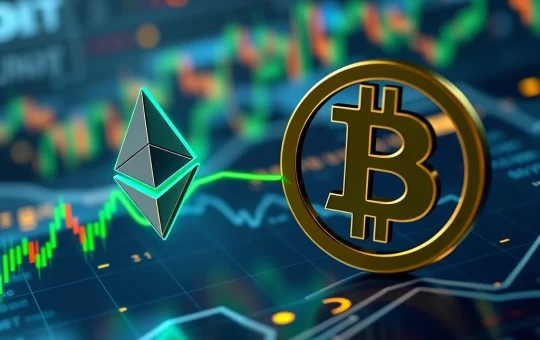 A chart showing Ethereum's higher volatility compared to Bitcoin, with ETH price maintaining support above $3,721.