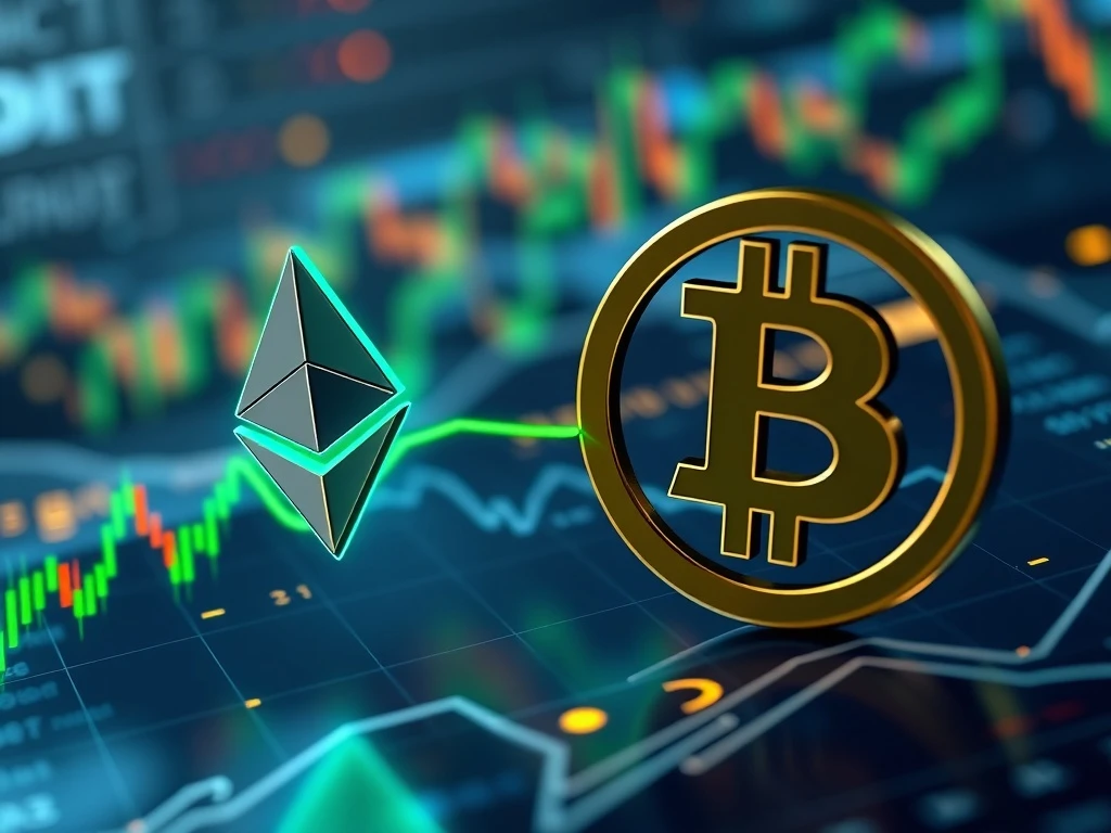 A chart showing Ethereum's higher volatility compared to Bitcoin, with ETH price maintaining support above $3,721.