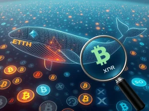 Giant crypto whales executing large Ethereum and altcoin transactions, influencing market dynamics with leveraged positions.