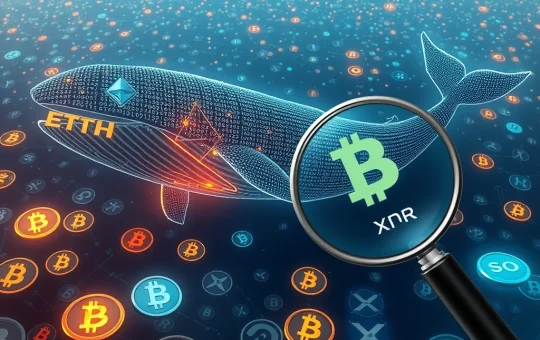 Giant crypto whales executing large Ethereum and altcoin transactions, influencing market dynamics with leveraged positions.