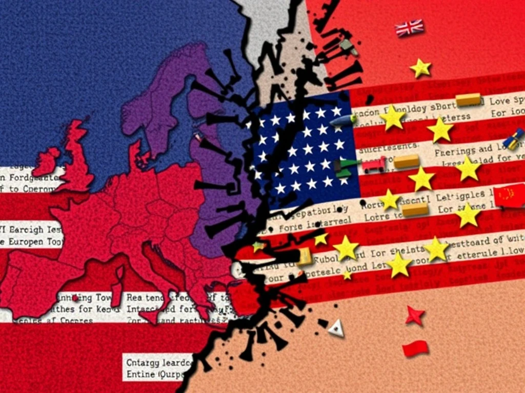 Illustrates the escalating EU tariffs dispute between the European Union and the United States, showing economic impact.