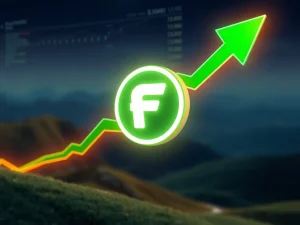 A chart showing FARTCOIN's recent crypto surge towards a resistance level, indicating potential for further gains.