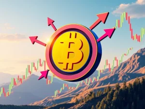 A visual representation of FARTCOIN's potential price breakout, showing a coin overcoming a resistance level on a chart.