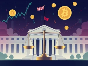 Federal Reserve balancing inflation and economic growth with cryptocurrency markets in the background