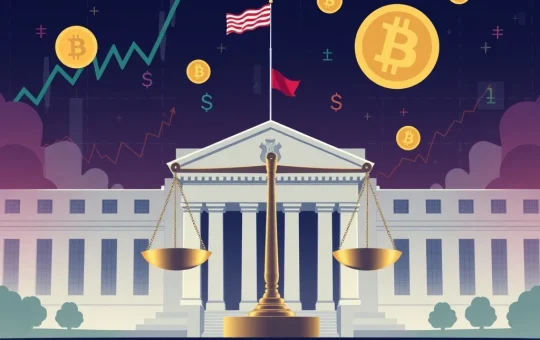 Federal Reserve balancing inflation and economic growth with cryptocurrency markets in the background