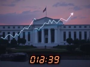 A visual representation of the Fed's interest rate decision amidst inflation, jobs data, and US-China trade talks shaping the economic outlook.