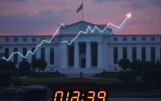 A visual representation of the Fed's interest rate decision amidst inflation, jobs data, and US-China trade talks shaping the economic outlook.
