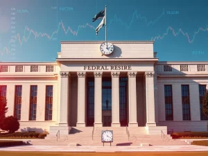 A visual representing the Federal Reserve's cautious approach to interest rates, symbolizing economic stability and the strong labor market.
