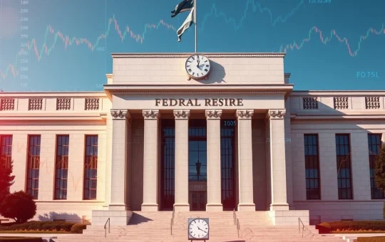 A visual representing the Federal Reserve's cautious approach to interest rates, symbolizing economic stability and the strong labor market.