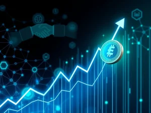FIDA token experiencing an explosive crypto surge on a digital chart, symbolizing blockchain developments and strategic partnerships.