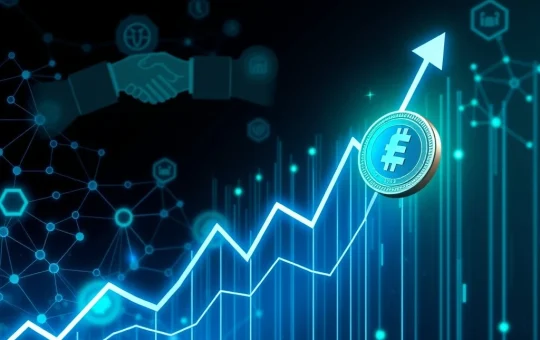 FIDA token experiencing an explosive crypto surge on a digital chart, symbolizing blockchain developments and strategic partnerships.