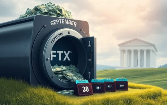 A digital visual representing the significant FTX creditor payouts, showing funds flowing from a central source to individual accounts, symbolizing financial resolution.