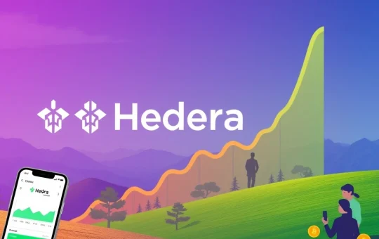 HBAR price chart showing an upward trend, symbolizing the 7% surge after its Robinhood listing and fueling Hedera's momentum.